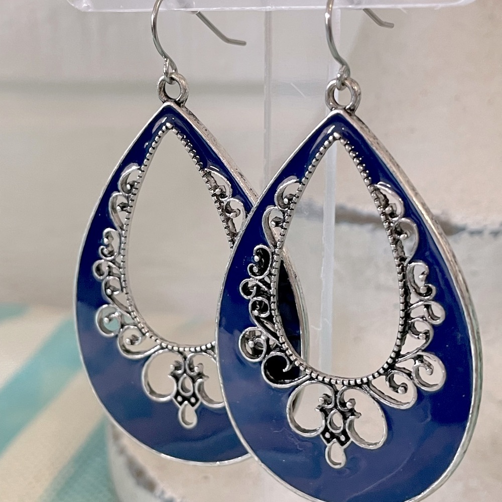 Blue Enamel Earrings